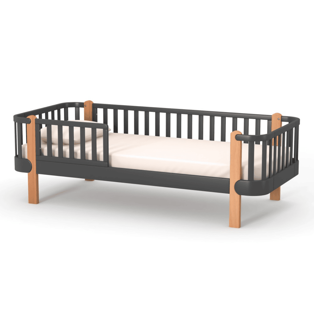 Postel pro Teenagery Zukko 190 Gekko Kids, Tmavě šedá / Přírodní buk